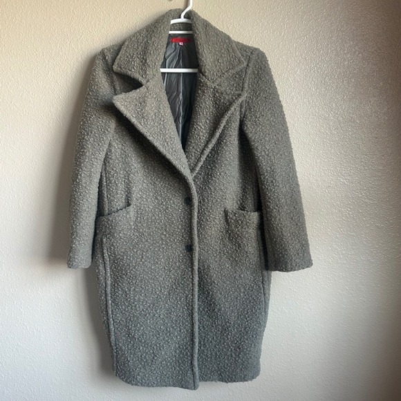Jackets & Blazers - Eckhaus Latta Cocoon Coat Grey Boucle Wool Blend Notched Lapel Mid Length